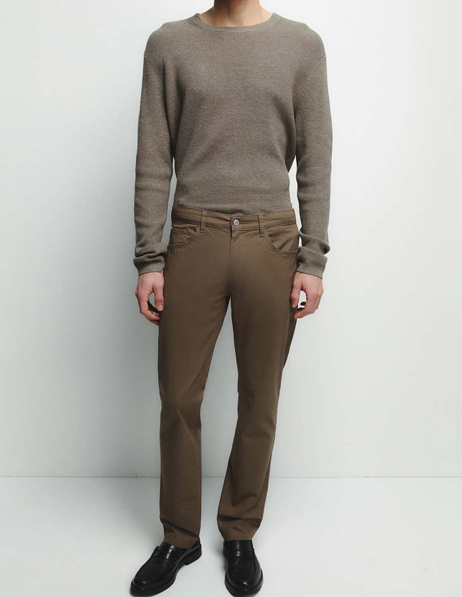 Pantalón casual slim de algodón para hombre 1