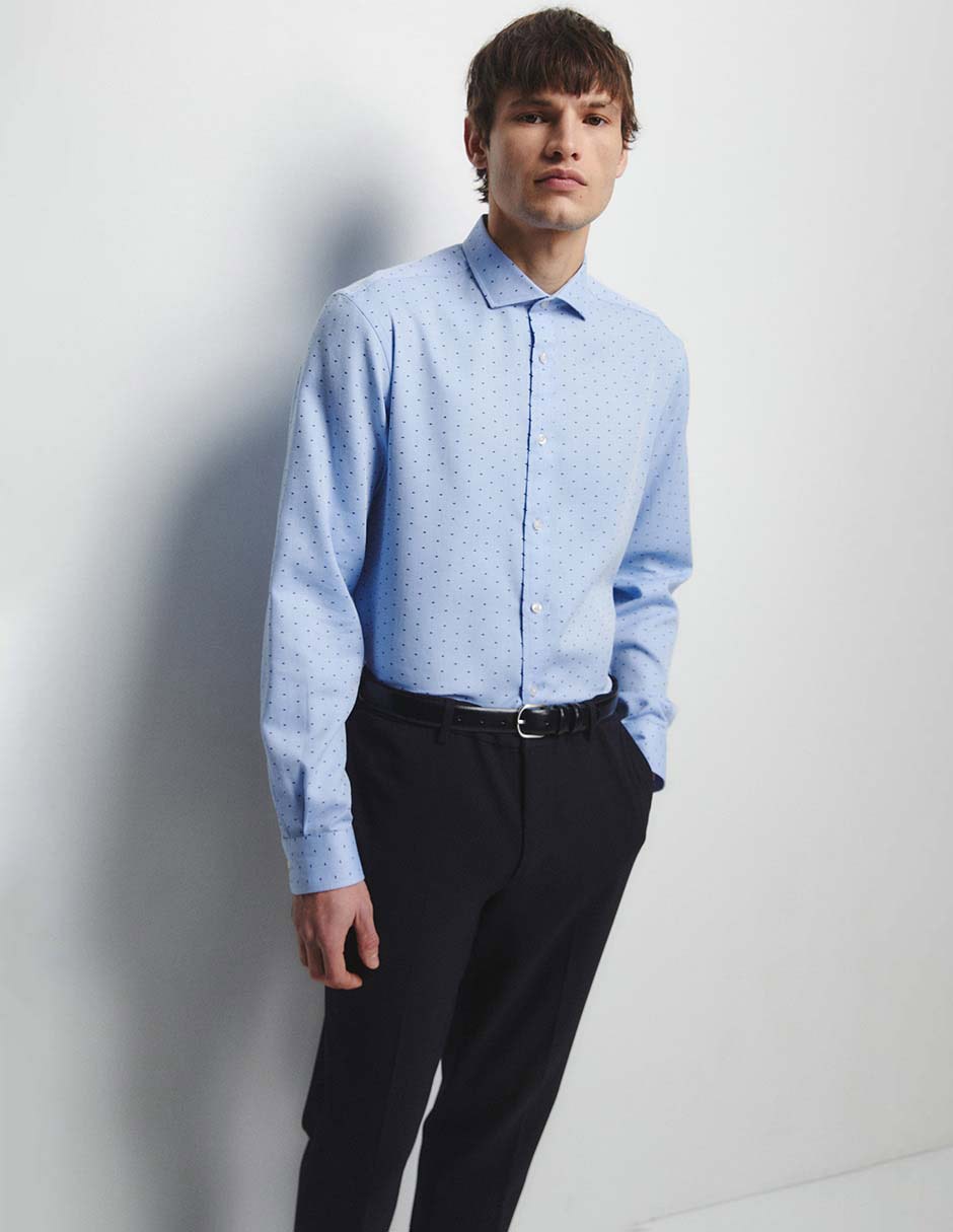 Camisa business casual de algodón manga larga para hombre Camisa business casual de algodón manga larga para hombre