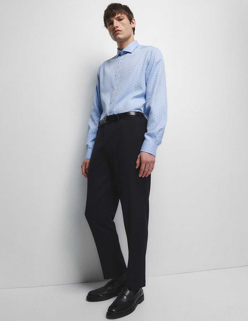 Camisa business casual de algodón manga larga para hombre