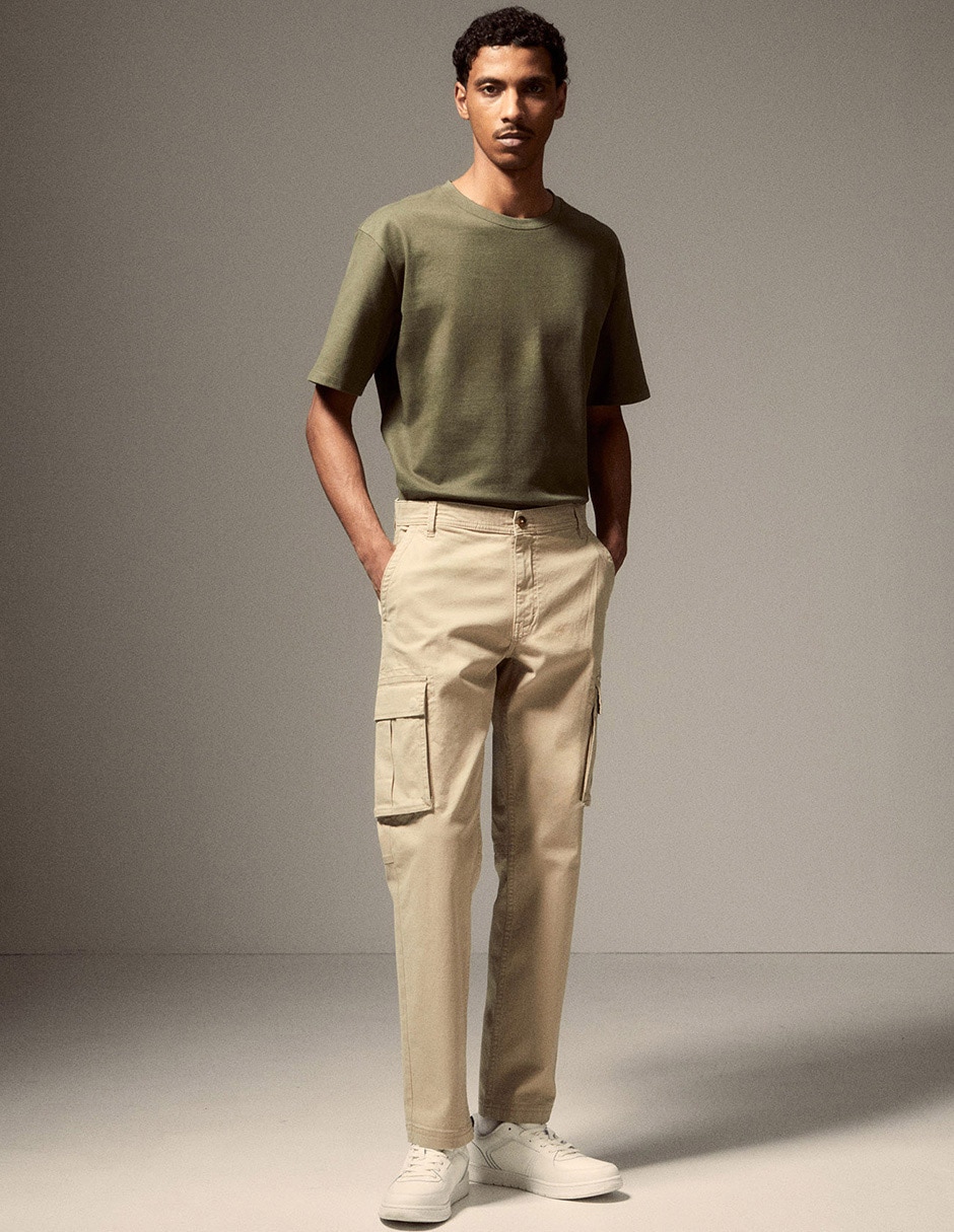 Pantalón casual cargo recto de algodón para hombre Pantalón casual cargo recto de algodón para hombre