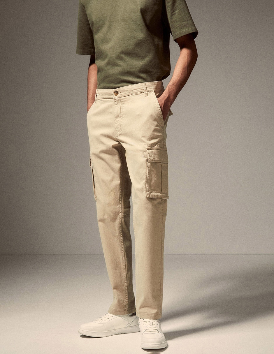 Pantalón casual cargo recto de algodón para hombre 6