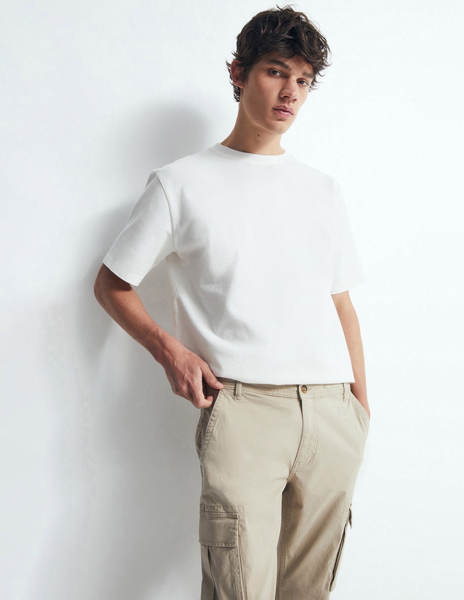 Pantalón casual cargo recto de algodón para hombre 4
