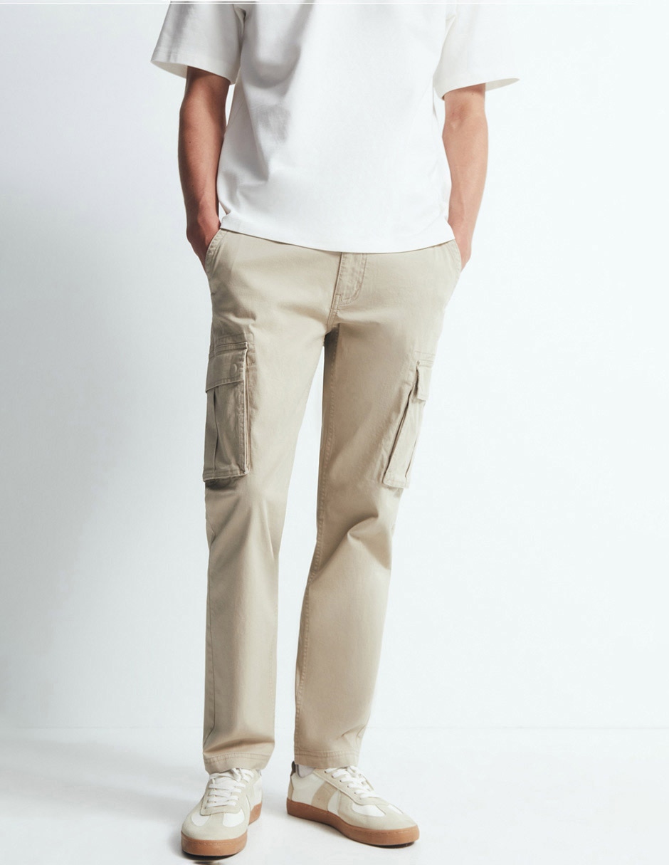 Pantalón casual cargo recto de algodón para hombre 2